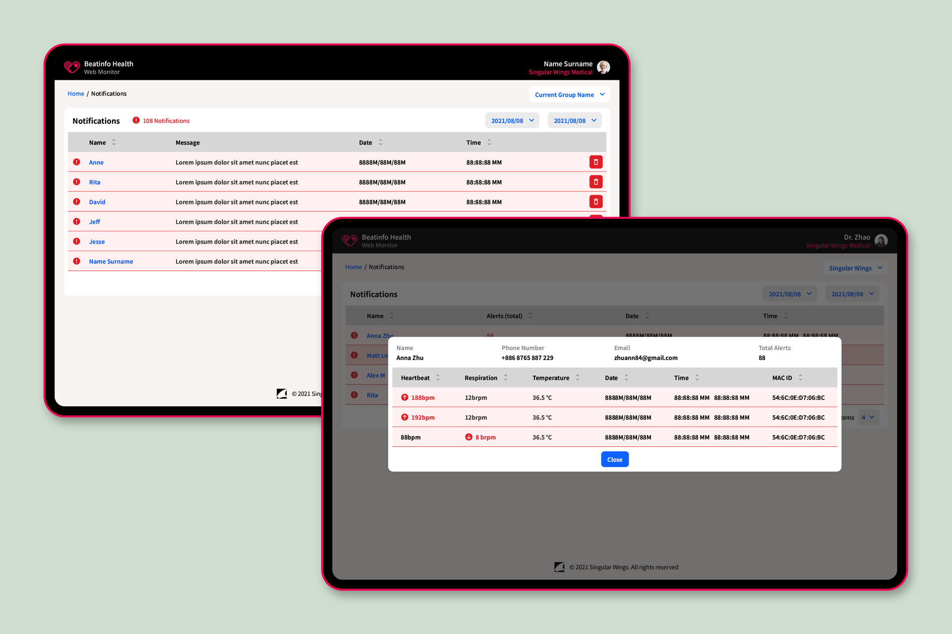 Health Web Monitor, Ui Design – Adolfo Monti